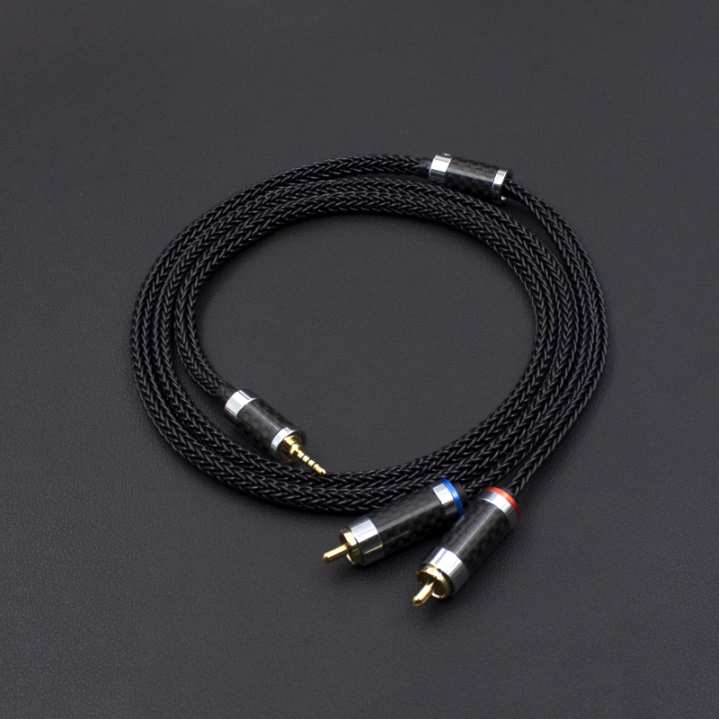 加粗16股单晶铜镀银2.5平衡4.4平衡 3.5mm转2RCA双莲花头音频线