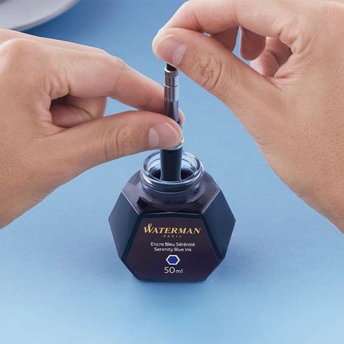 WATERMAN/威迪文黑色墨水非碳素瓶装钢笔纯蓝色墨水补充液分装