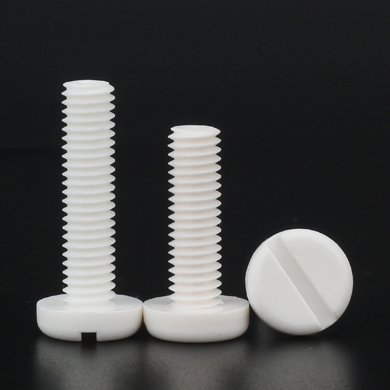 PP聚丙烯开槽盘头一字螺钉圆头塑料螺丝F钉耐高温耐腐蚀绝缘M5M6M