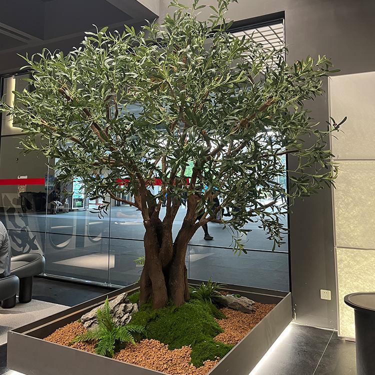 大型仿真橄榄树造景假树室内橱窗天井茶室植物软装假绿植摆件装饰