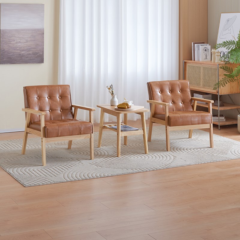 单人沙发椅阳f台休闲桌椅实木懒人躺椅客厅会客喝茶网红卧室休息