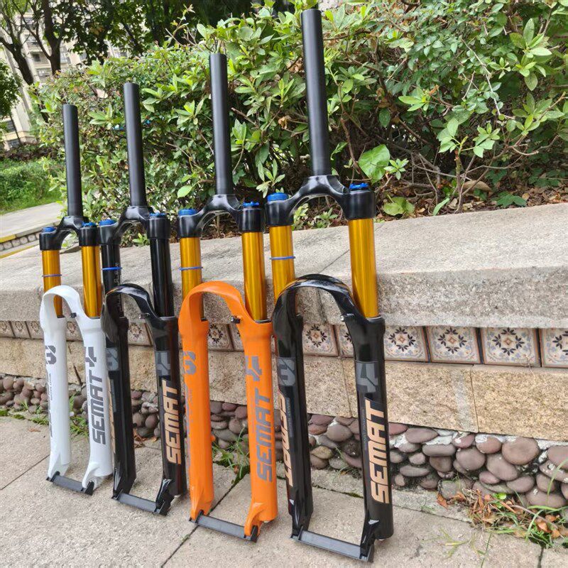 【新贴纸]赛迈特前叉登山自行车34管130行程肩控锁死超软避震气叉