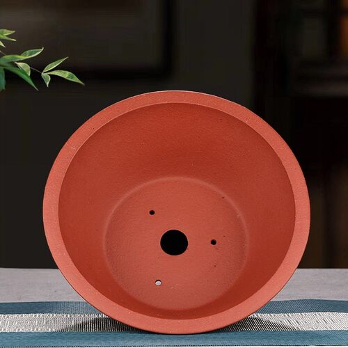 高端紫砂花盆圆形斗笠盆景盆多肉A菖蒲金弹子提根文竹内门竹陶瓷