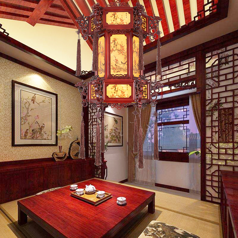 中式古典吊灯h实木雕花灯笼宫灯创意宫廷工程饭店灯过道灯具