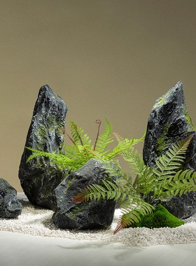 仿真玻璃钢石头摆件室内石块造景庭院花园装饰岩石假山景观假石头
