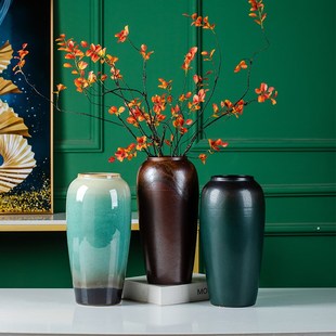 陶瓷花瓶摆件干花装饰品玄关台面切花鲜花简约复R古现代水培高35