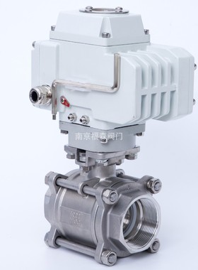 电动Q911F-16P三片式丝扣内螺纹四氟C球阀不锈钢耐腐蚀DN40 50 10