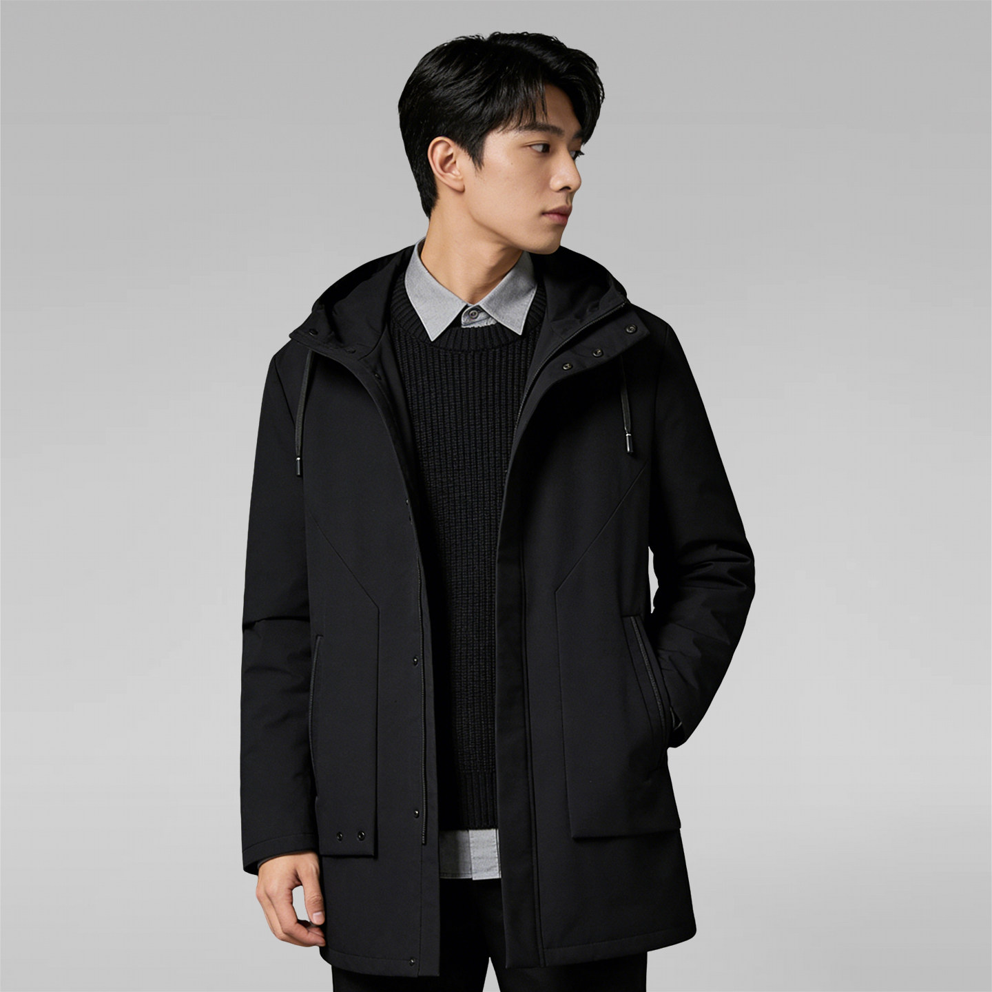 AB2025春秋季男士简约舒适休闲连帽中长款风衣外套,男装,风衣,淘宝优惠券,粉丝福利购,淘宝优惠卷
