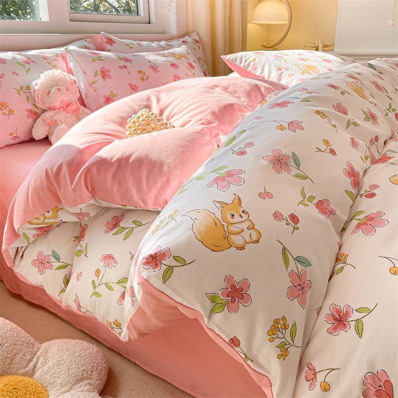 加厚磨毛纯棉全棉秋冬四件套学生宿舍三件套床单被套床上用品