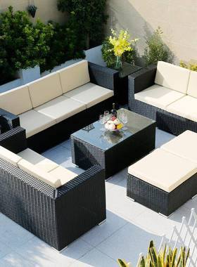 户外沙发庭院露台阳台休闲客厅组合藤艺室外藤椅花园桌椅露天