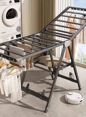 折叠晾衣架阳台家用落地式铝合金凉衣杆卧室内户外晒被子神器支架