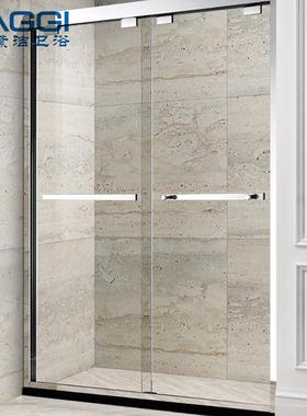 不锈钢玻璃淋浴一字房双活动卫生间装修干湿分离隔断门浴室推拉门