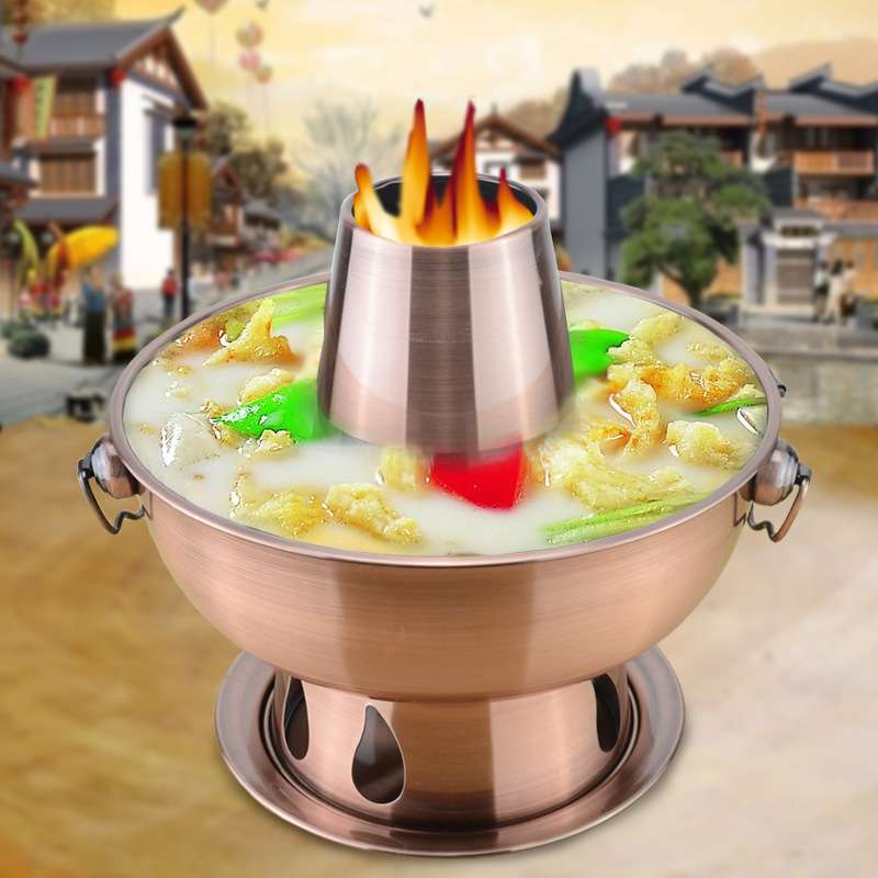 不锈钢木炭小火锅炉双人连体结构北京家用小火锅酒楼餐厅明炉