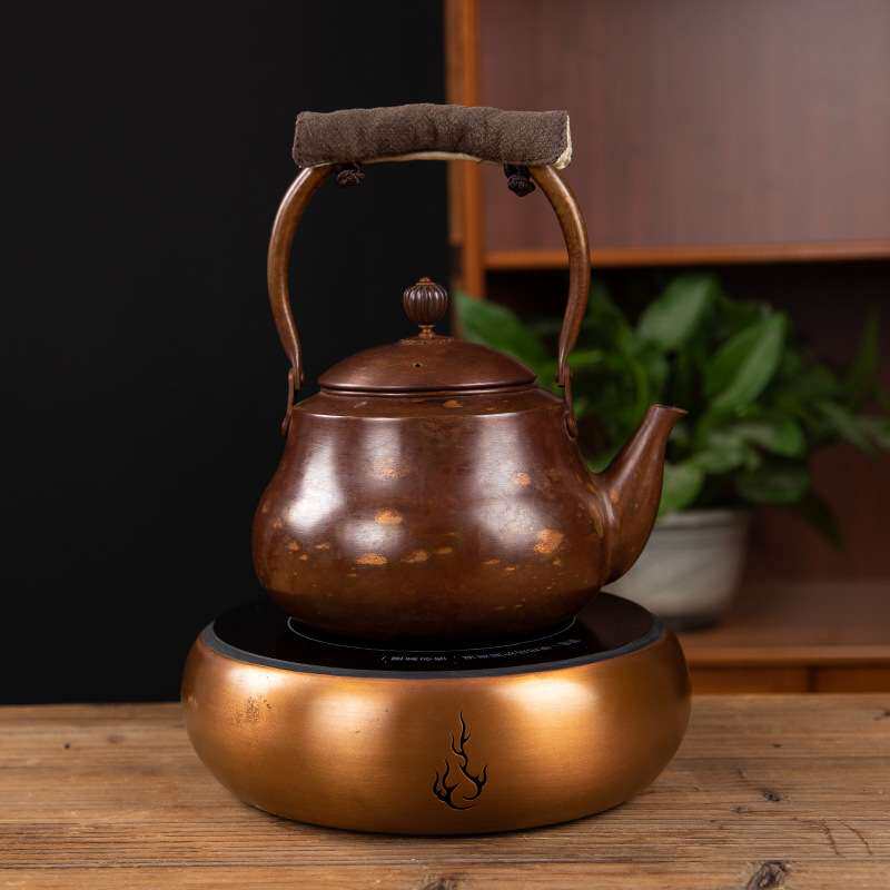 精忠复古紫铜壶做旧铜壶烧水壶铜茶壶家用煮茶壶沏茶壶紫铜茶具
