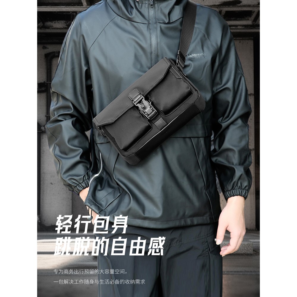 新款小方包斜跨单肩包男士时尚通勤外出便携包大容量机能手机包夏