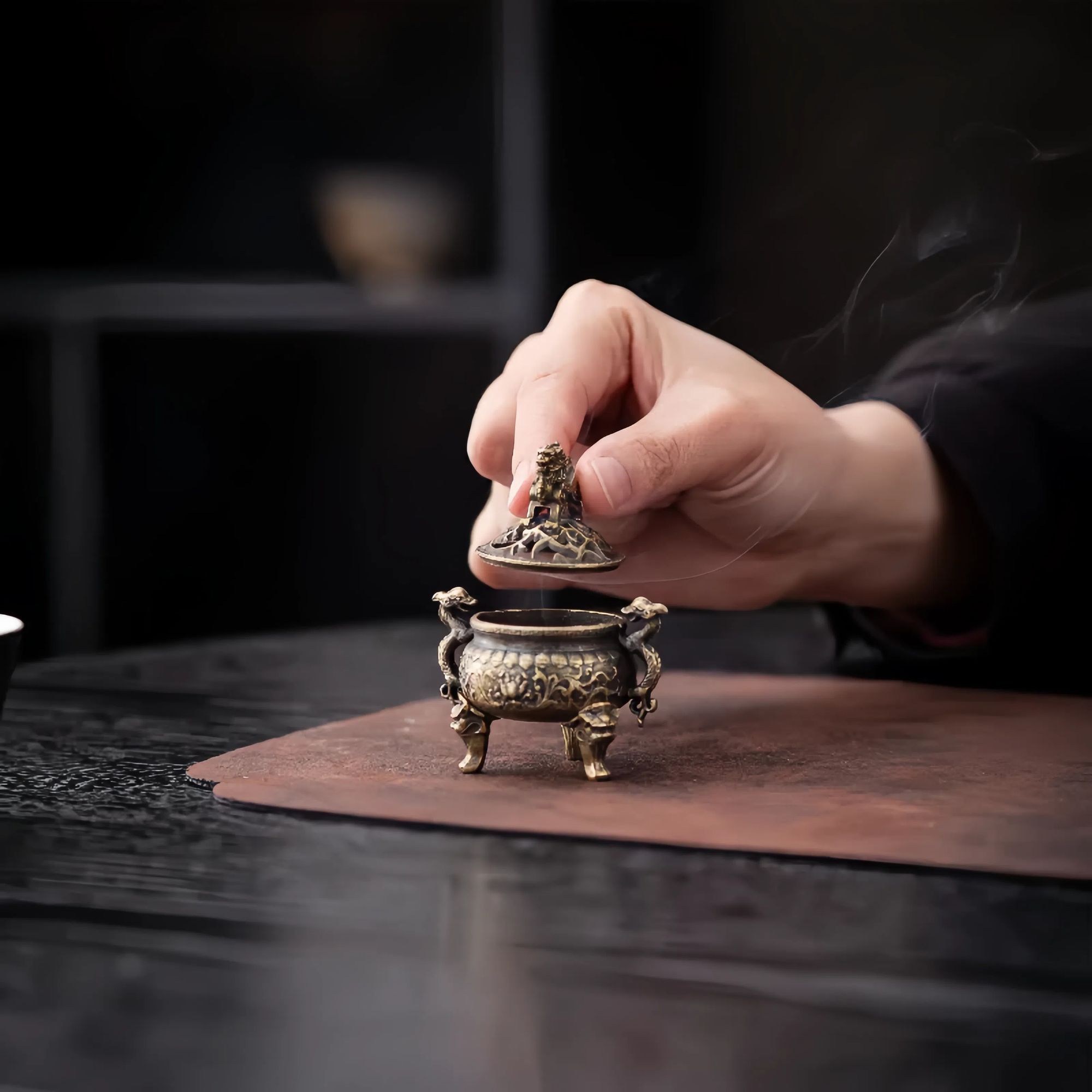 招财麒麟香炉桂花香室内香薰炉檀香小祥云中式家用香炉摆件迷你版