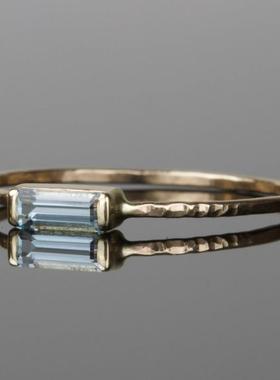 Simple Aquamarine Baguette Ring | Natural Aquamarine Art De