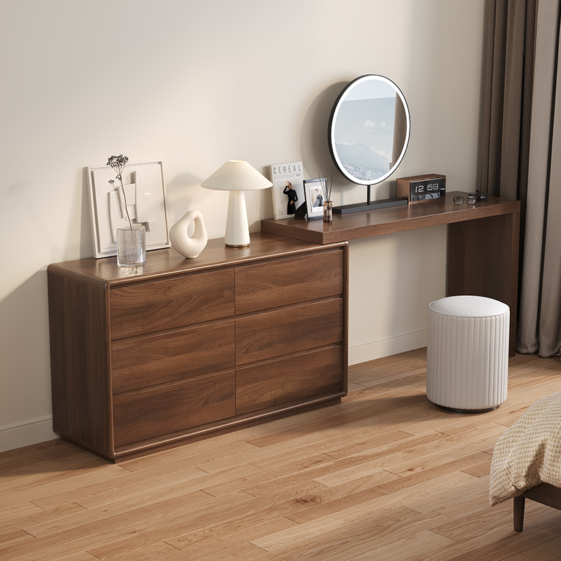 全友家居斗柜一体梳妆台卧室现代简约实木框主卧化妆桌小户型2024