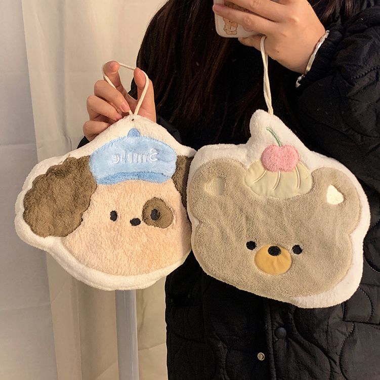 可爱卡通加厚吸水珊瑚手帕厨房卫生间挂式擦手巾儿童速干毛巾抹布