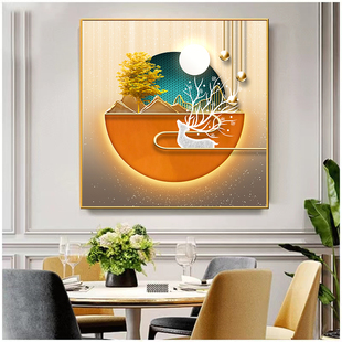 福禄双全玄关装饰画入户进门墙面挂画现代轻奢客厅过道饭厅挂画