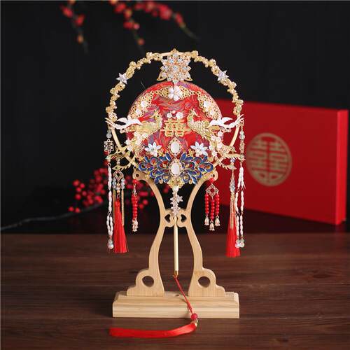 新娘喜扇秀禾服团扇结婚婚礼团扇古风扇子出嫁扇喜字扇中式手捧花