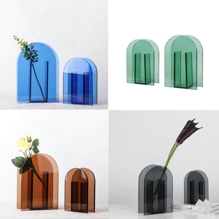 现代简约橘色蓝色插花玻璃拱门花瓶餐桌装饰花器家居桌面摆件客厅,纺织面料/辅料/配套,纺织机械配件,淘宝优惠券,粉丝福利购,淘宝优惠卷