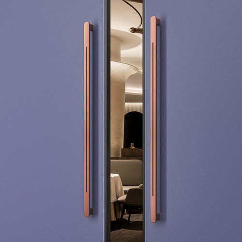 新中式实心铝合金玻璃大门把手店铺酒店包厢门实木门黑色把手定制