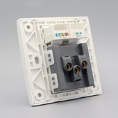 86型暗装 5孔电源带电话网络面板五孔插座电话电脑墙壁信息插座