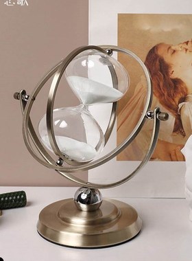 轻奢创意金属时间沙漏摆件家用办公室书房桌面计时器摆设软装饰品