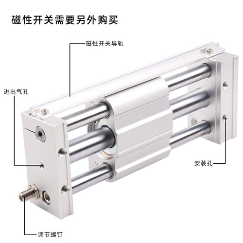 无杆气缸RMT磁偶式CY1S10/15/20/x25/32/40-100/200/300/500/1000