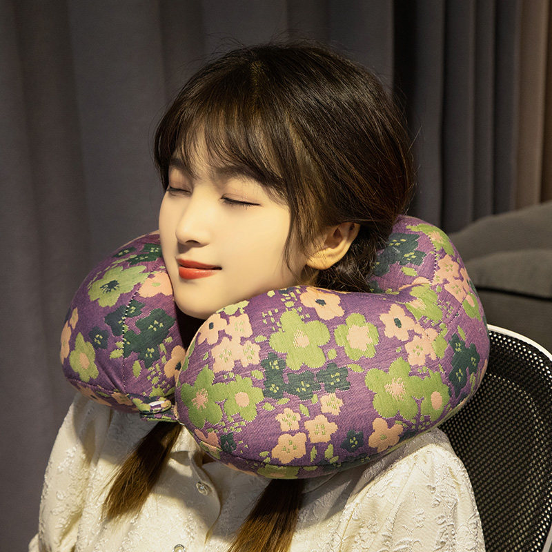 u型枕护颈枕脖枕旅行坐车颈椎头枕三层纱保护脖子u形靠枕办公午睡