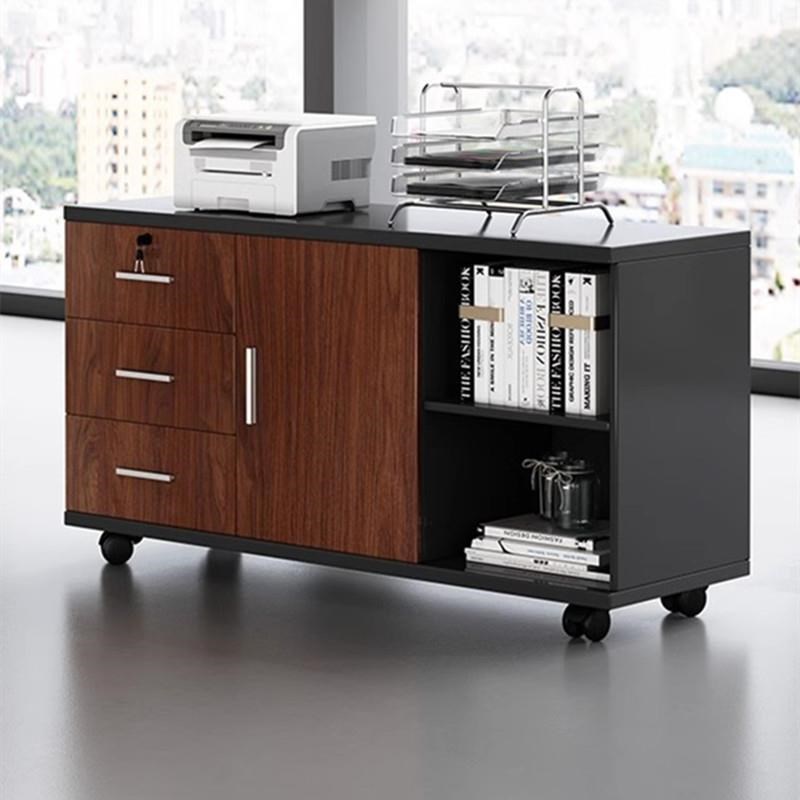 办公室文件柜桌下收m纳柜办公柜置物边柜带抽屉木质带锁矮柜储物
