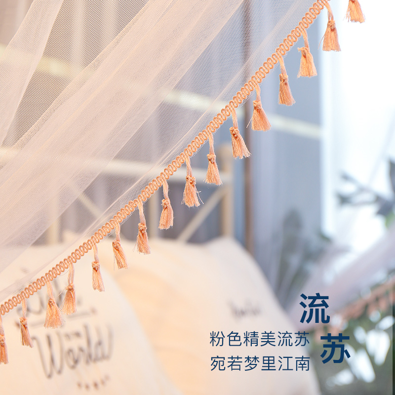 蚊帐1.8me床带支架1.5米老式方顶落地款公主风儿童1.2米床纹账家