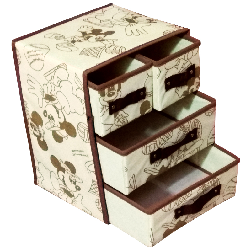 学生储物放物品收纳盒床上t抽屉式整理箱布艺床头柜家用小型可折