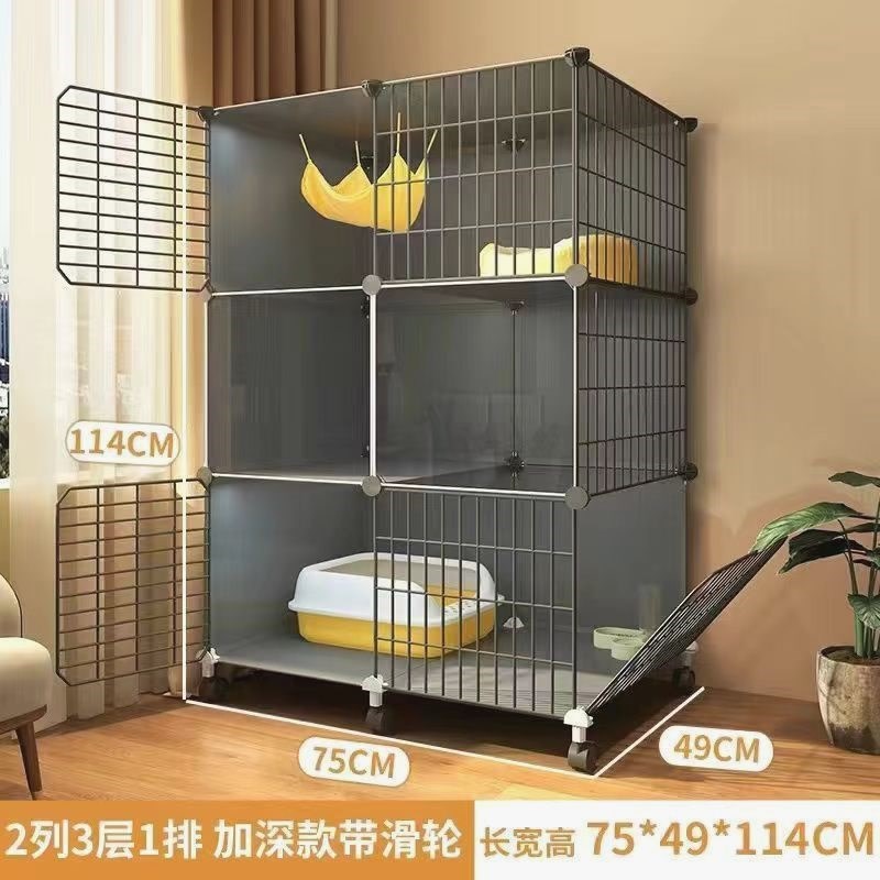 灰色主透猫笼子家用小户型猫咪别墅猫舍猫屋猫窝猫砂盆猫爬架家用