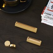 黄铜六角高端名片座卡托照片展示架商务办公室名片盒定制刻字logo