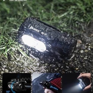 务本E7头灯2023新款强光超亮充电夜钓鱼专用感应头戴登山磁吸矿工