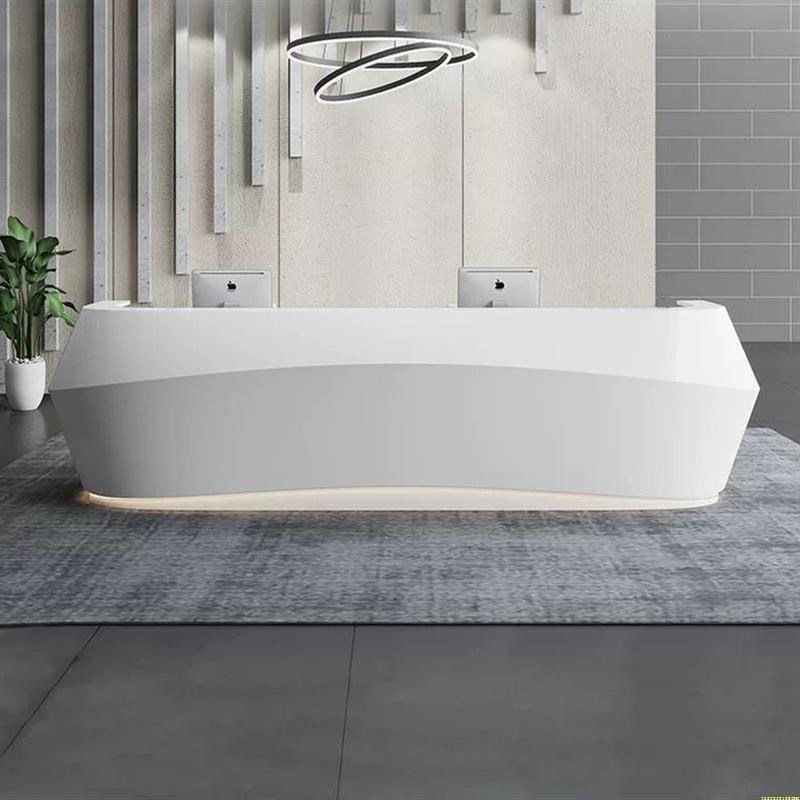 gy公司烤漆前台接待台简约u现代办公桌弧形g吧台美容院柜台收银台