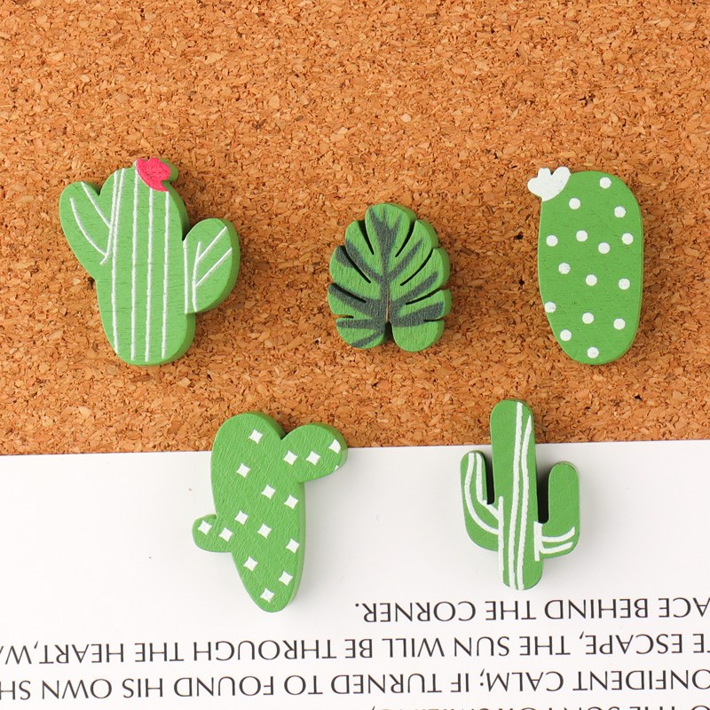 20枚绿植仙人掌混装造q型木制图钉按钉软木板照片墙装饰钉子工字