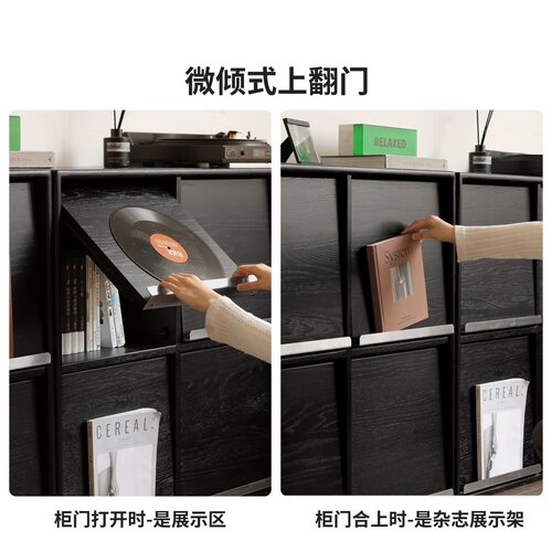 书柜落地靠墙置物柜复古收纳柜简易储物柜杂物柜格子柜大容量书架