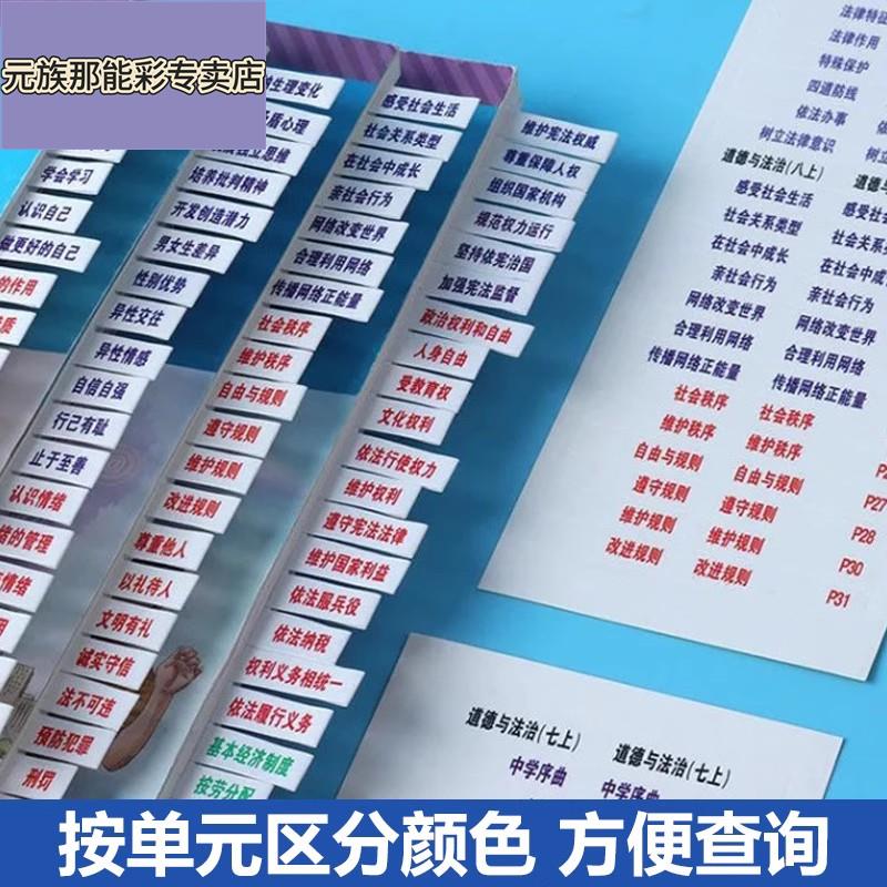 2026中考政治历史书目录标签贴初中生物地理文科综合考试开卷神器速查贴七八九年级人教版教材万唯索引便利贴图片