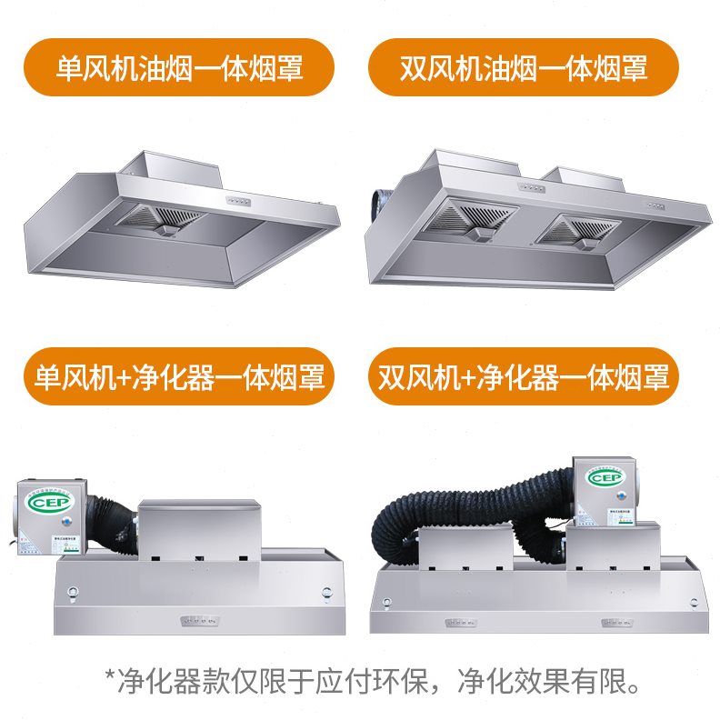 罩厨房不锈钢油烟机饭店商用抽油烟机家用带净化器农村油烟罩排烟