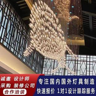 一体鲸鱼造型酒店大堂工程吊灯宴会厅主题餐厅悬挂艺术装置创意灯