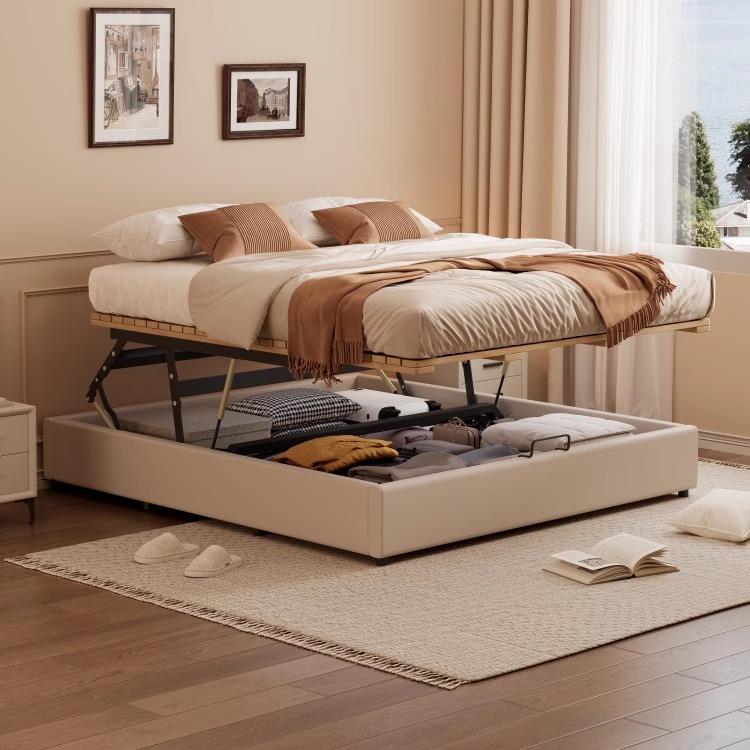 榻榻米实木床排骨无床头平移气压高箱储物床小户型纳箱体床