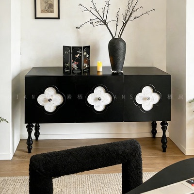 新款四叶草创意餐边柜法式复古实木储物柜餐厅多功能收纳柜玄关柜