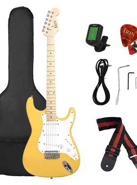 39寸电吉他ST电吉他椴木黄色单摇电吉他套装摇滚儿童乐器吉他