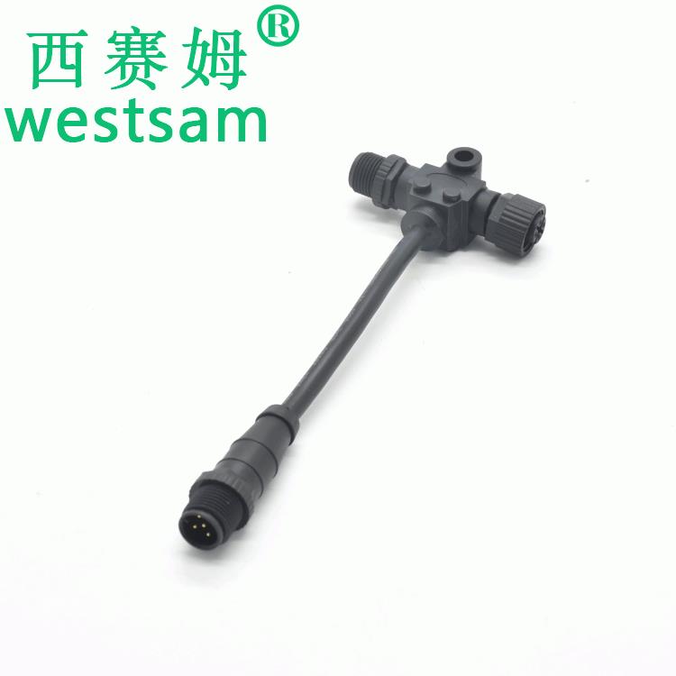 M12-5P防水连接器T型航空接头nmea2000船用插头