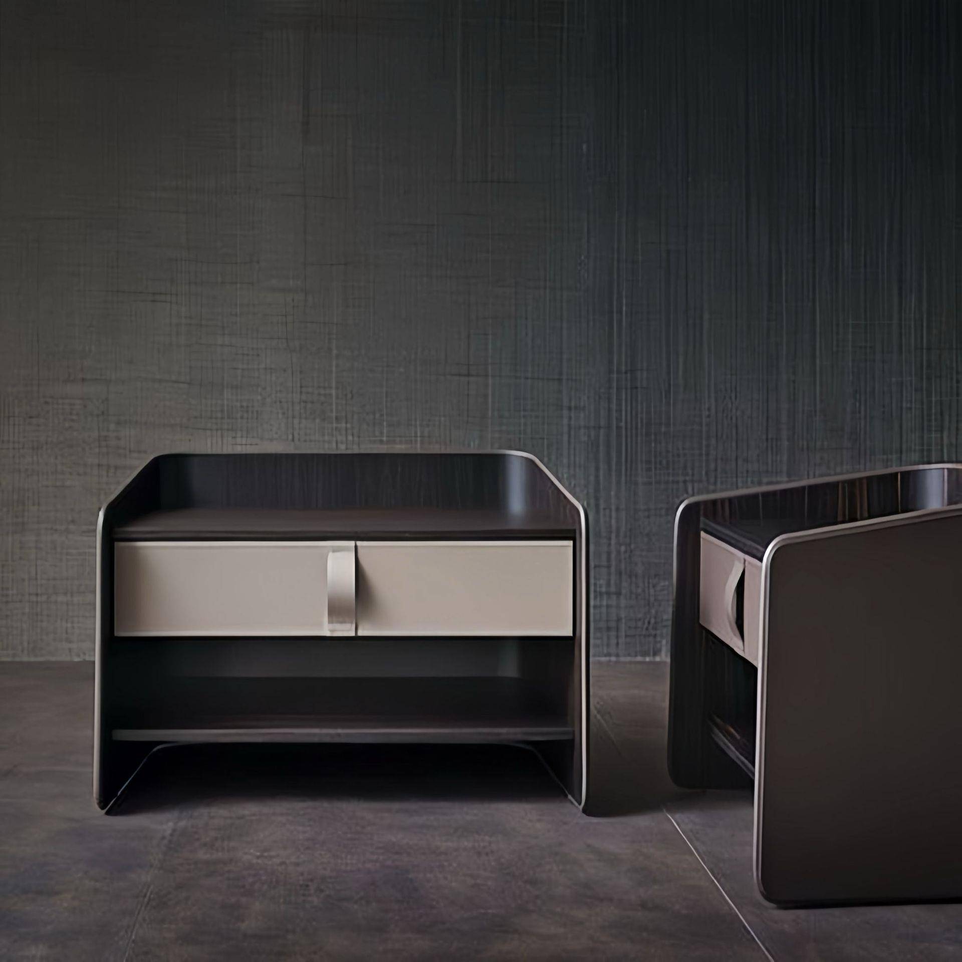 意式简约床头柜卧室家用创意床边收纳柜现代极简马鞍皮收纳储物柜