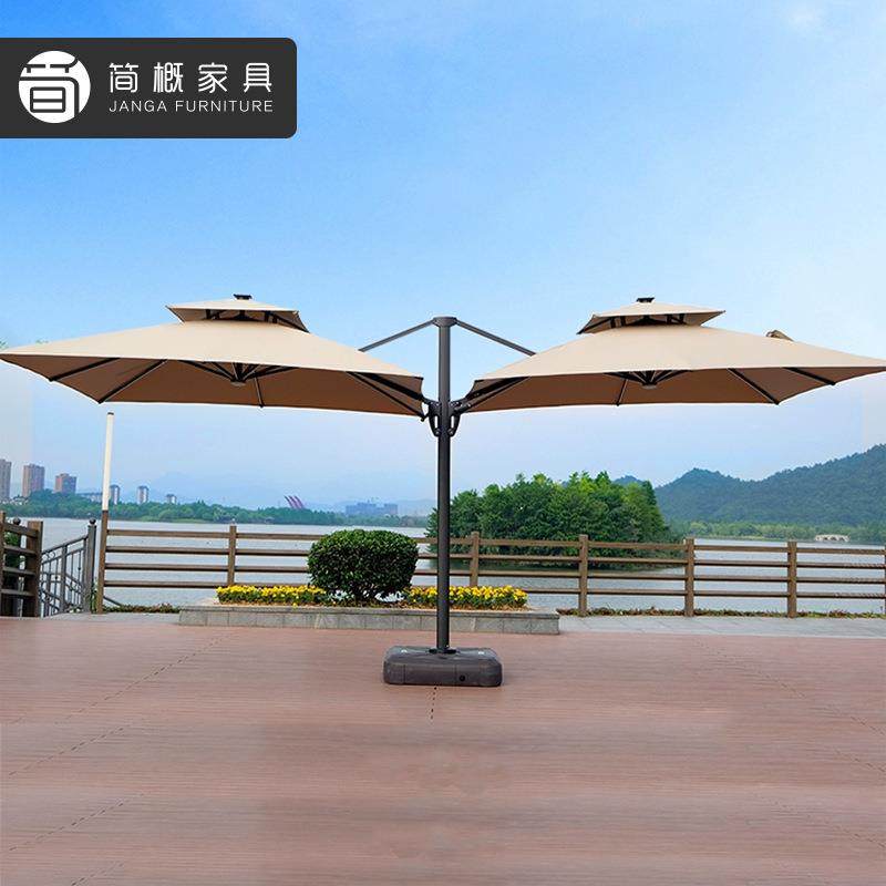 户外双头遮阳伞别墅花园遮阳罗马伞家具太阳能带灯大型商用双头伞,3C数码配件,其它配件,淘宝优惠券,粉丝福利购,淘宝优惠卷