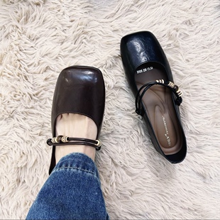 舒适方头晚晚休闲玛丽珍单鞋 舒适时尚 2026年新款 复古浅口粗跟女款